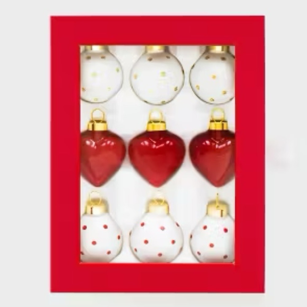 SUGAR PAPER NWT 9pc mini glass ornament set
